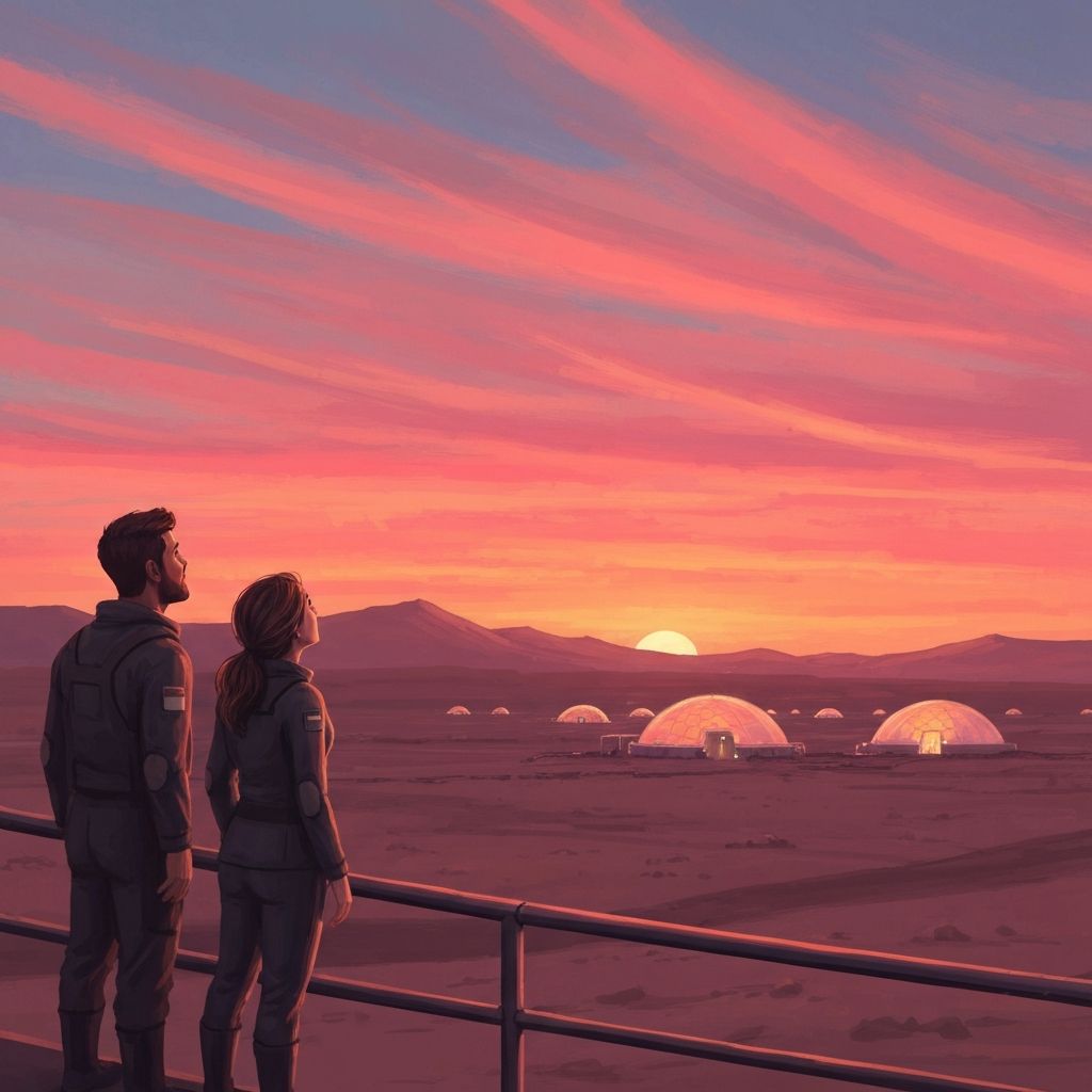 Mars Colony Sunset